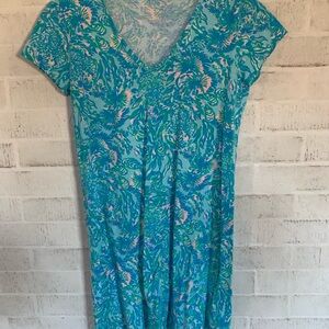 Lilly Pulitzer Blue Floral Midi Dress
